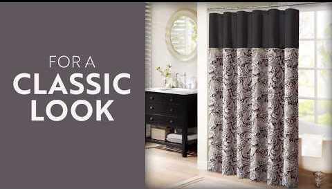 Olliix.com Shower Curtains - Aubrey Jacquard Shower Curtain Black