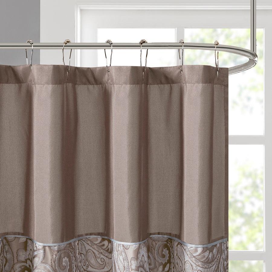 Olliix.com Shower Curtains - Aubrey Jacquard Shower Curtain Blue & Brown