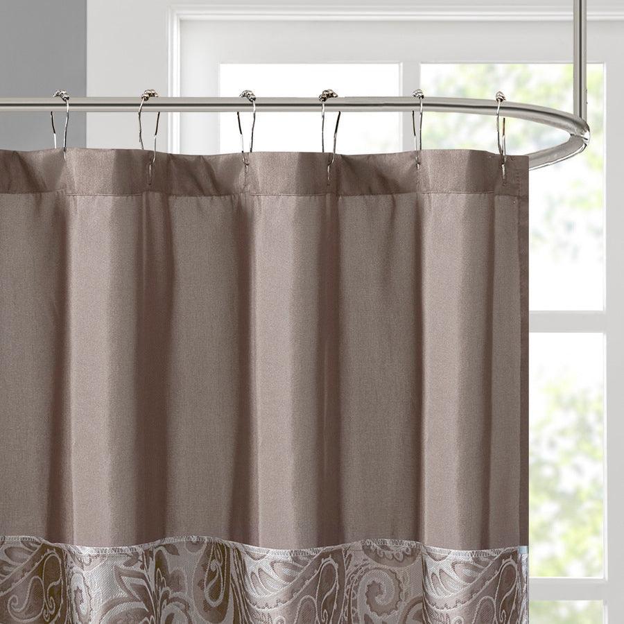 Olliix.com Shower Curtains - Aubrey Jacquard Shower Curtain Blue & Brown
