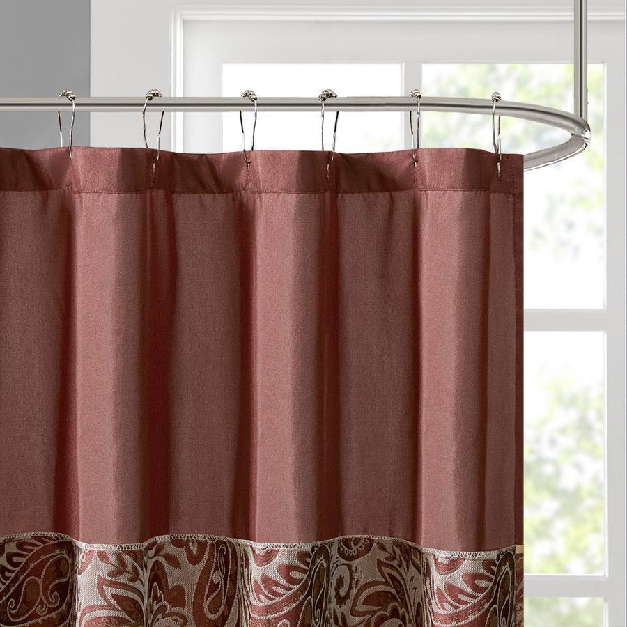 Olliix.com Shower Curtains - Aubrey Jacquard Shower Curtain Burgundy