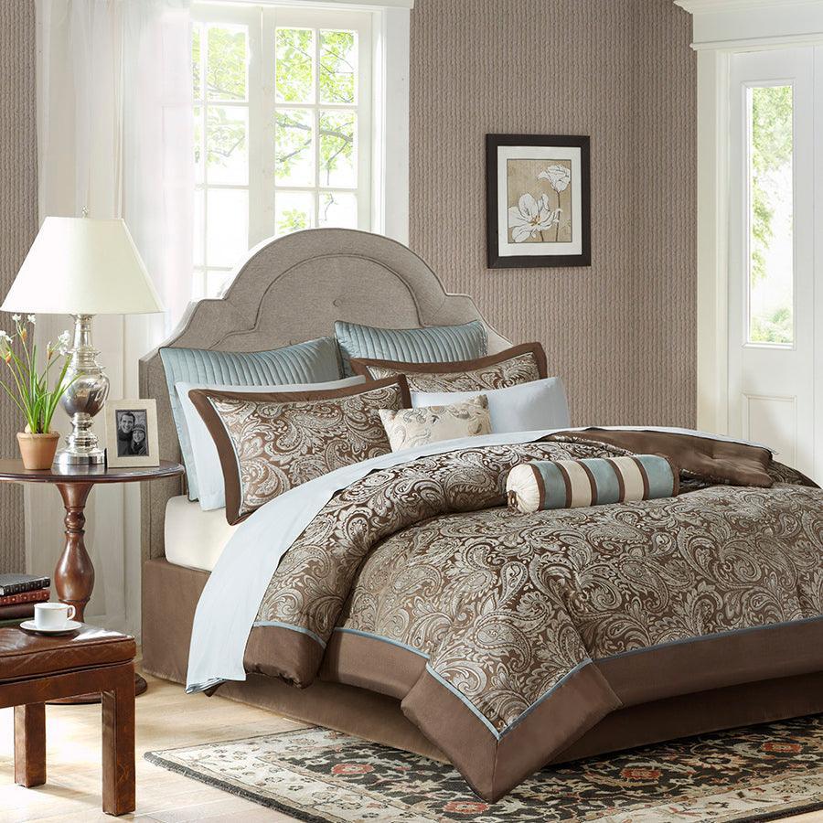 Olliix.com Comforters & Blankets - Aubrey Queen 12 Piece Complete Bed Set Blue