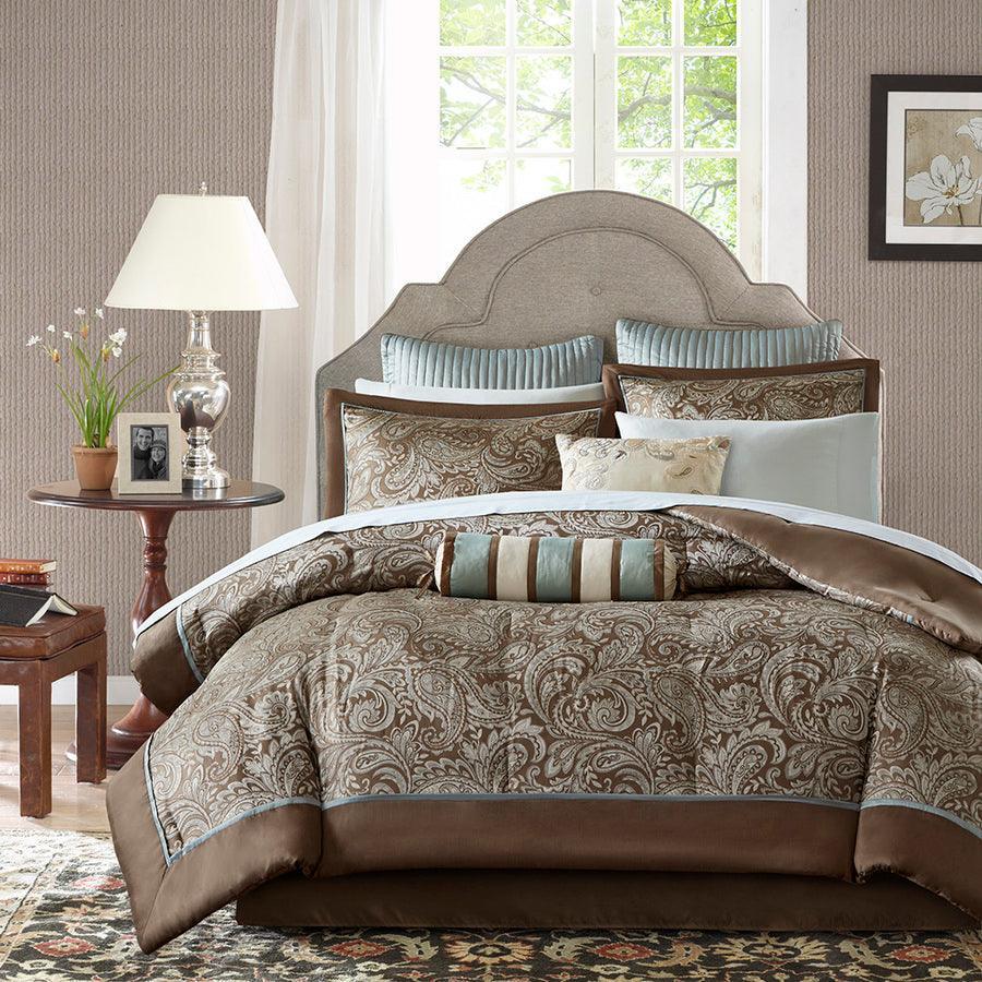 Olliix.com Comforters & Blankets - Aubrey Queen 12 Piece Complete Bed Set Blue