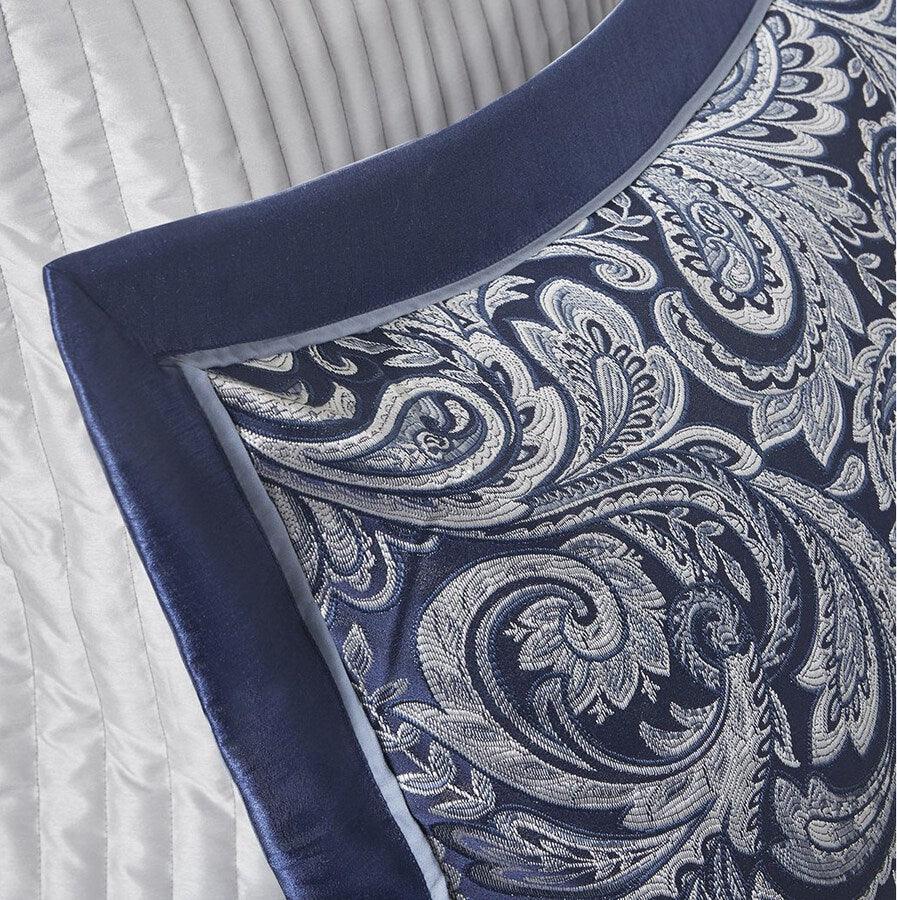 Olliix.com Comforters & Blankets - Aubrey Queen 12 Piece Traditional Complete Bed Set Navy