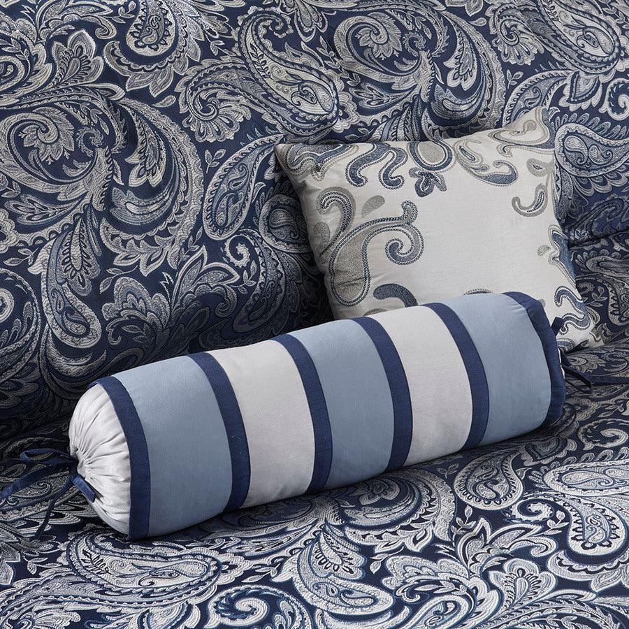 Olliix.com Comforters & Blankets - Aubrey Queen 12 Piece Traditional Complete Bed Set Navy
