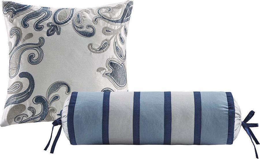 Olliix.com Comforters & Blankets - Aubrey Queen 12 Piece Traditional Complete Bed Set Navy