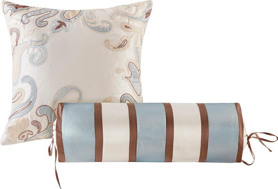 Olliix.com Comforters & Blankets - Aubrey Queen 5 Piece Reversible Jacquard Bedspread Set Blue