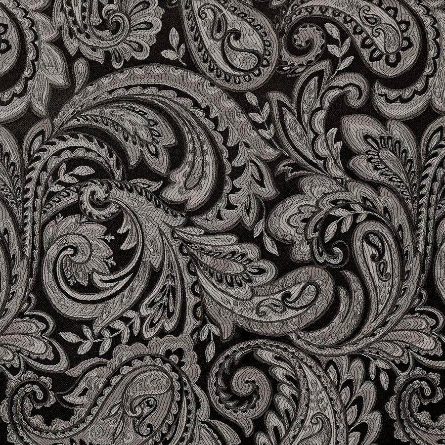 Olliix.com Curtains - Aubrey Traditional Jacquard Window Rod Pocket Valance With Beads 50"W x 18"L Black