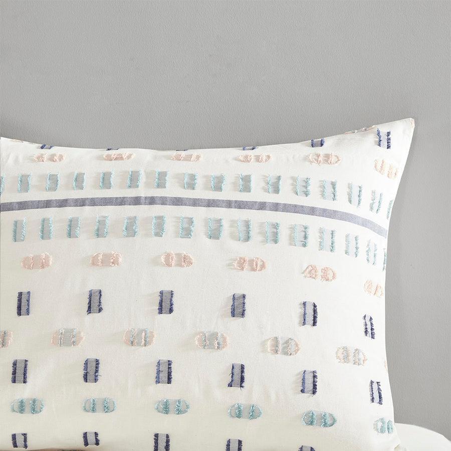 Olliix.com Comforters & Blankets - Auden Full/Queen 5 Piece Cotton Modern & Contemporary Jacquard Comforter Set Aqua