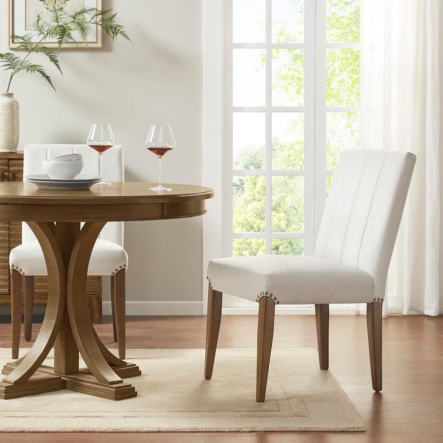 Olliix.com Dining Chairs - Audrey Channel Tufting Dining Chair Cream (Set of 2)