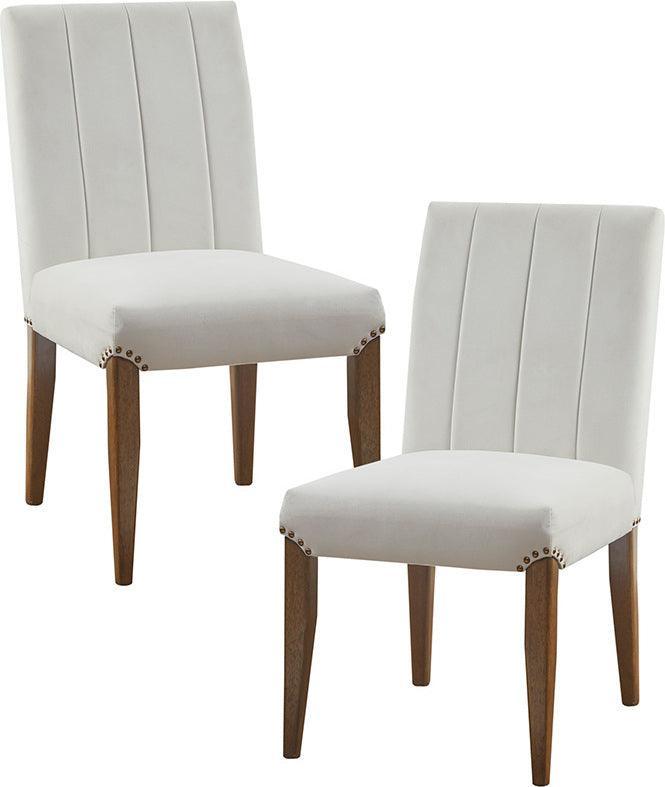 Olliix.com Dining Chairs - Audrey Channel Tufting Dining Chair Cream (Set of 2)