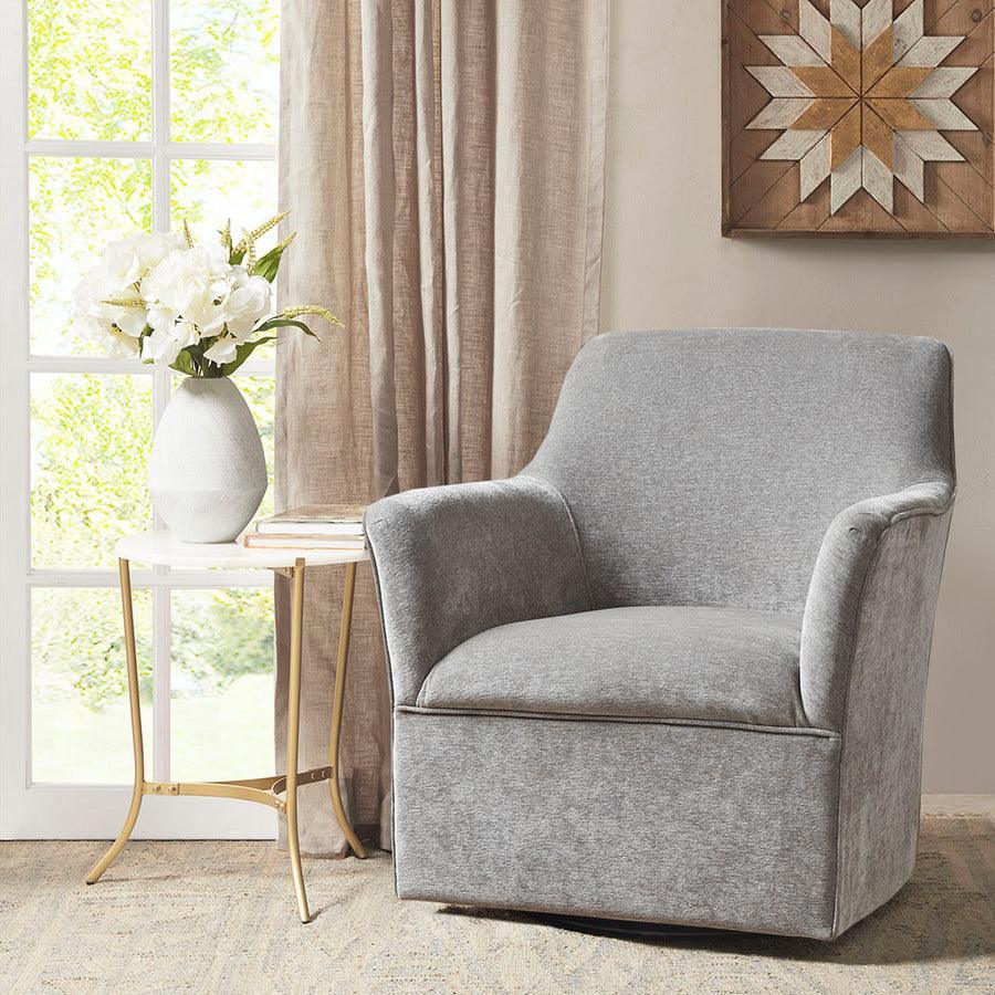 Olliix.com Accent Chairs - Augustine Swivel Glider Chair Plain Grey