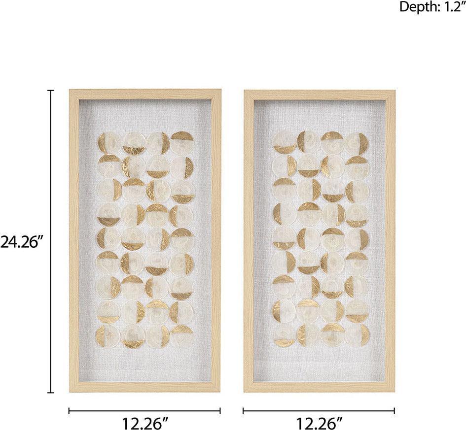 Olliix.com Wall Art - Aurelian Emblem Framed Capiz Shadowbox 2 Piece Set Natural & Gold
