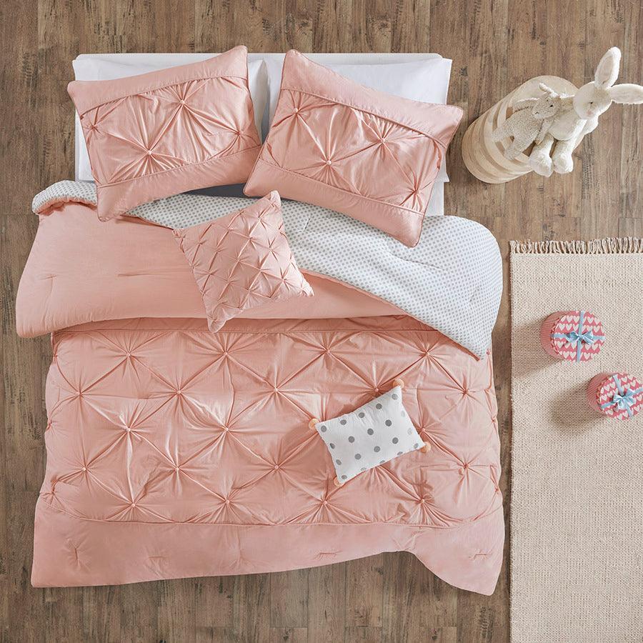 Olliix.com Comforters & Blankets - Aurora Casual Cotton Reversible Comforter Set Blush Twin