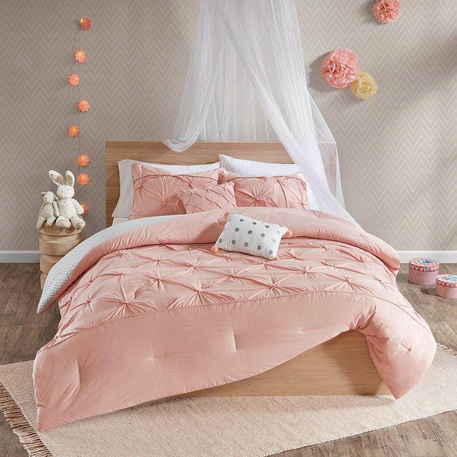 Olliix.com Comforters & Blankets - Aurora Casual Cotton Reversible Comforter Set Blush Twin
