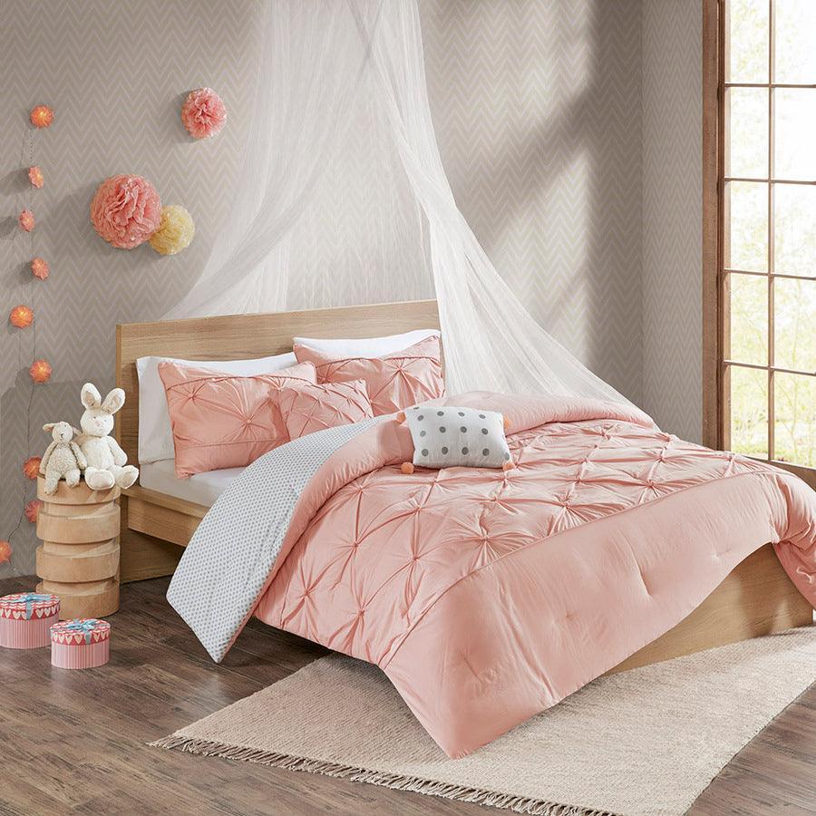 Olliix.com Comforters & Blankets - Aurora Casual Cotton Reversible Comforter Set Blush Twin