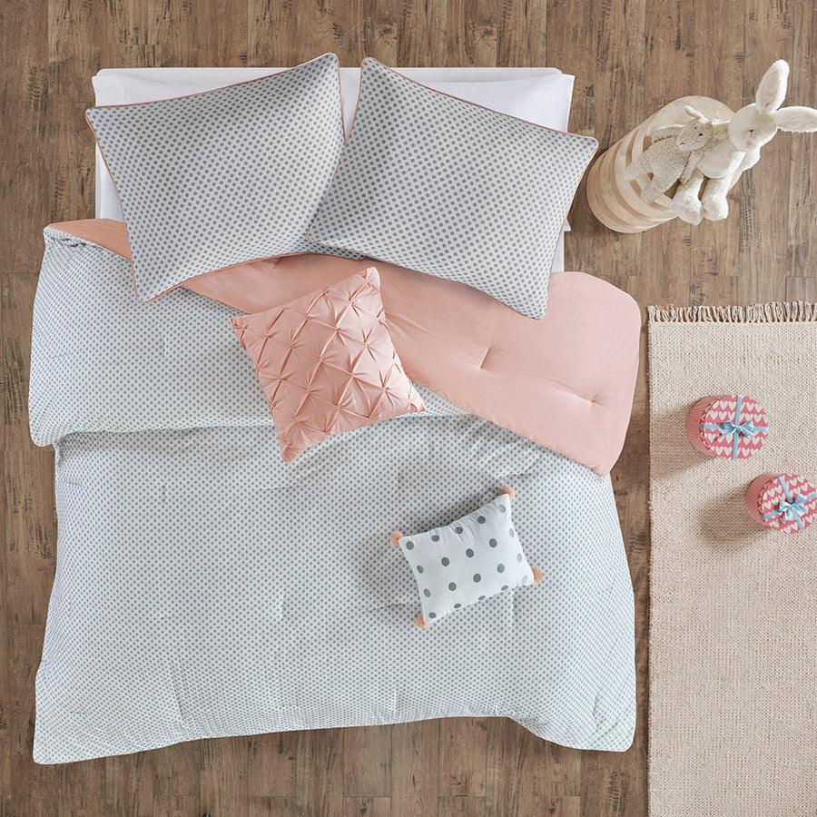 Olliix.com Comforters & Blankets - Aurora Casual Cotton Reversible Comforter Set Blush Twin