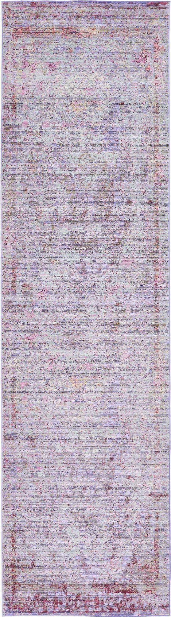 Unique Loom Indoor Rugs - Austin Abstract 10 Ft Runner Violet & Ivory