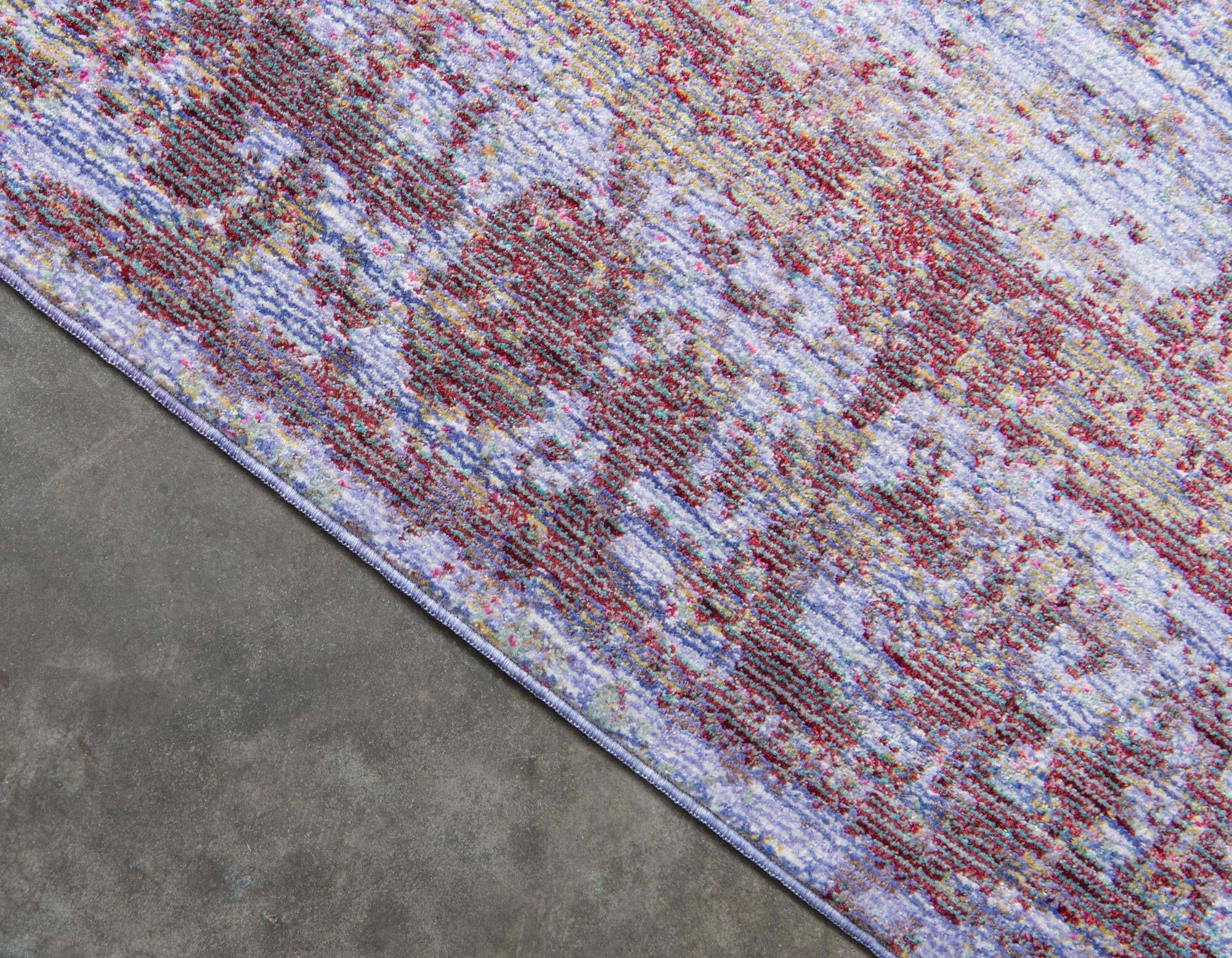 Unique Loom Indoor Rugs - Austin Abstract 10 Ft Runner Violet & Ivory