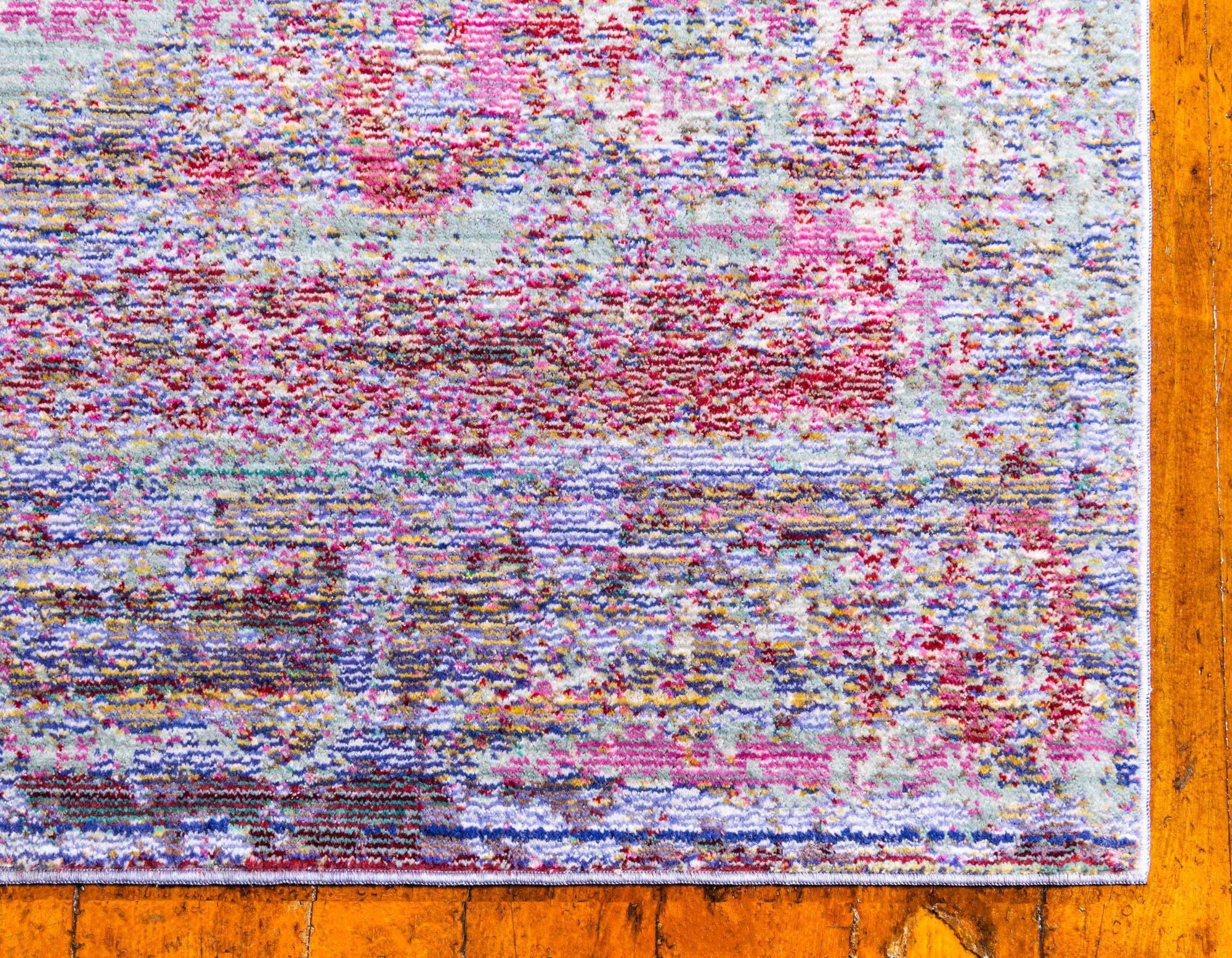 Unique Loom Indoor Rugs - Austin Abstract 10 Ft Runner Violet & Ivory