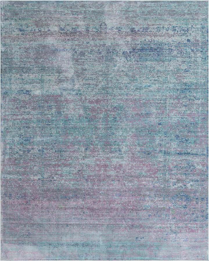 Unique Loom Indoor Rugs - Austin Abstract 10x13 Light Blue & Pink
