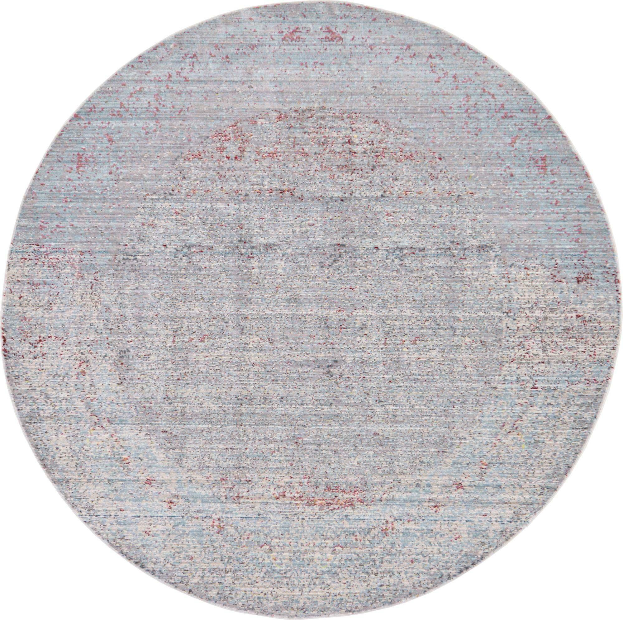 Unique Loom Indoor Rugs - Austin Abstract 6 Ft Round Rug Round Rug Gray & Ivory