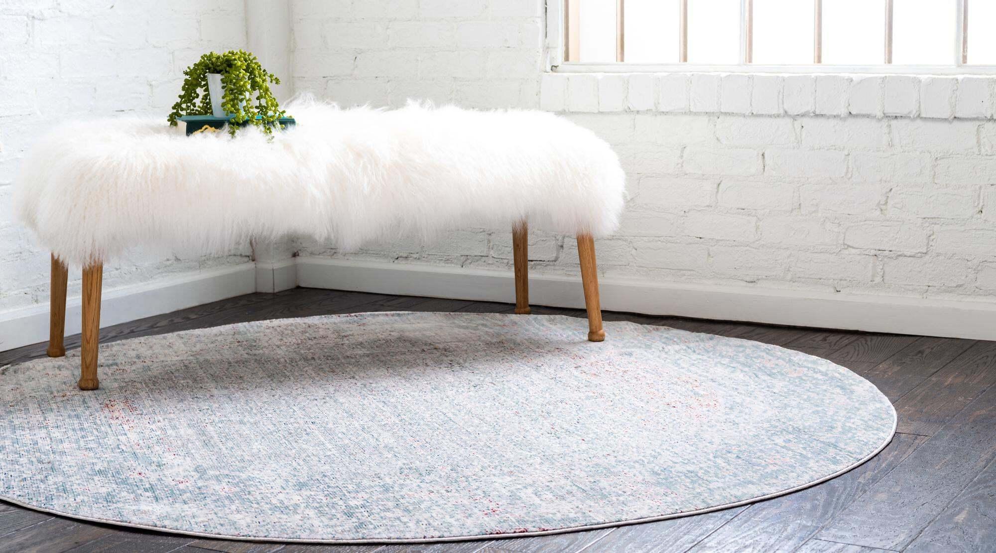 Unique Loom Indoor Rugs - Austin Abstract 6 Ft Round Rug Round Rug Gray & Ivory
