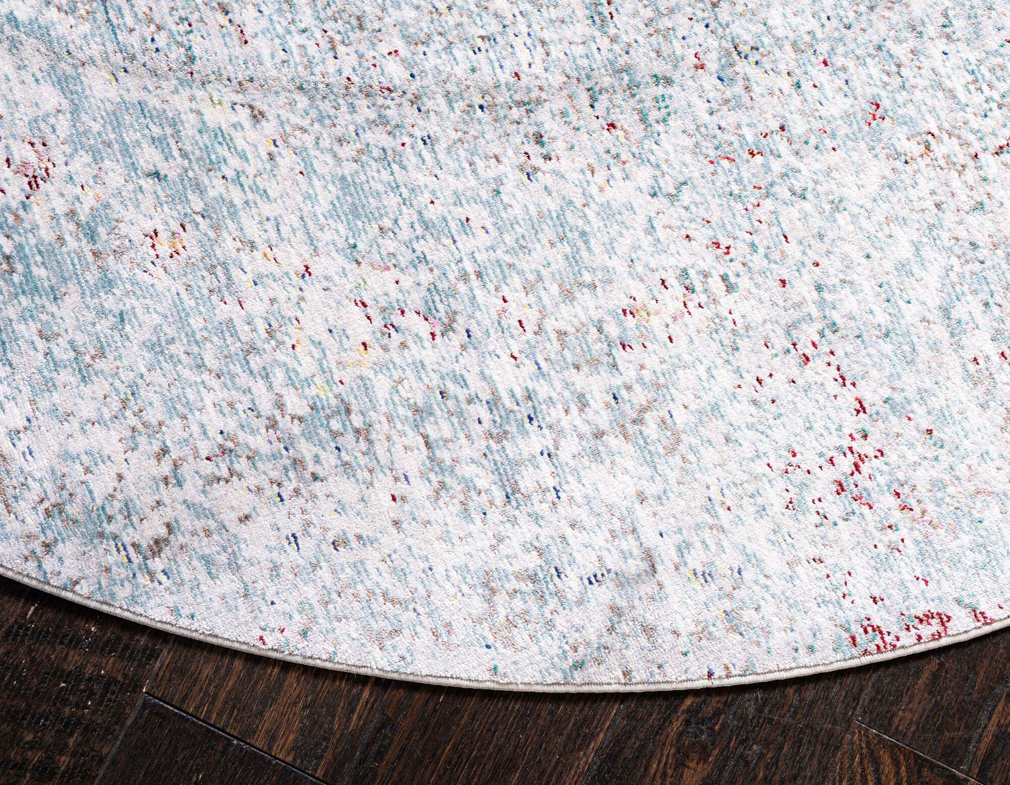 Unique Loom Indoor Rugs - Austin Abstract 6 Ft Round Rug Round Rug Gray & Ivory