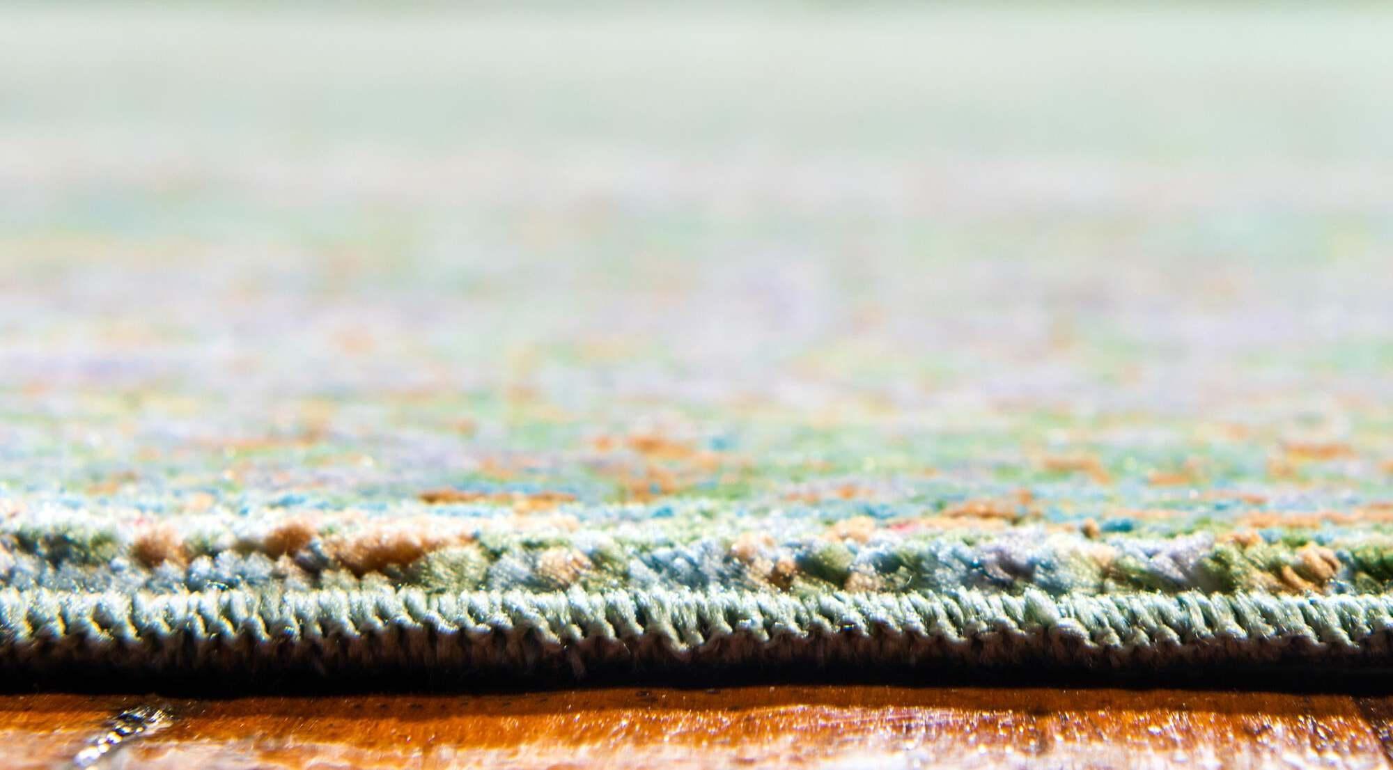 Unique Loom Indoor Rugs - Austin Abstract 6 Ft Round Rug Round Rug Green & Beige