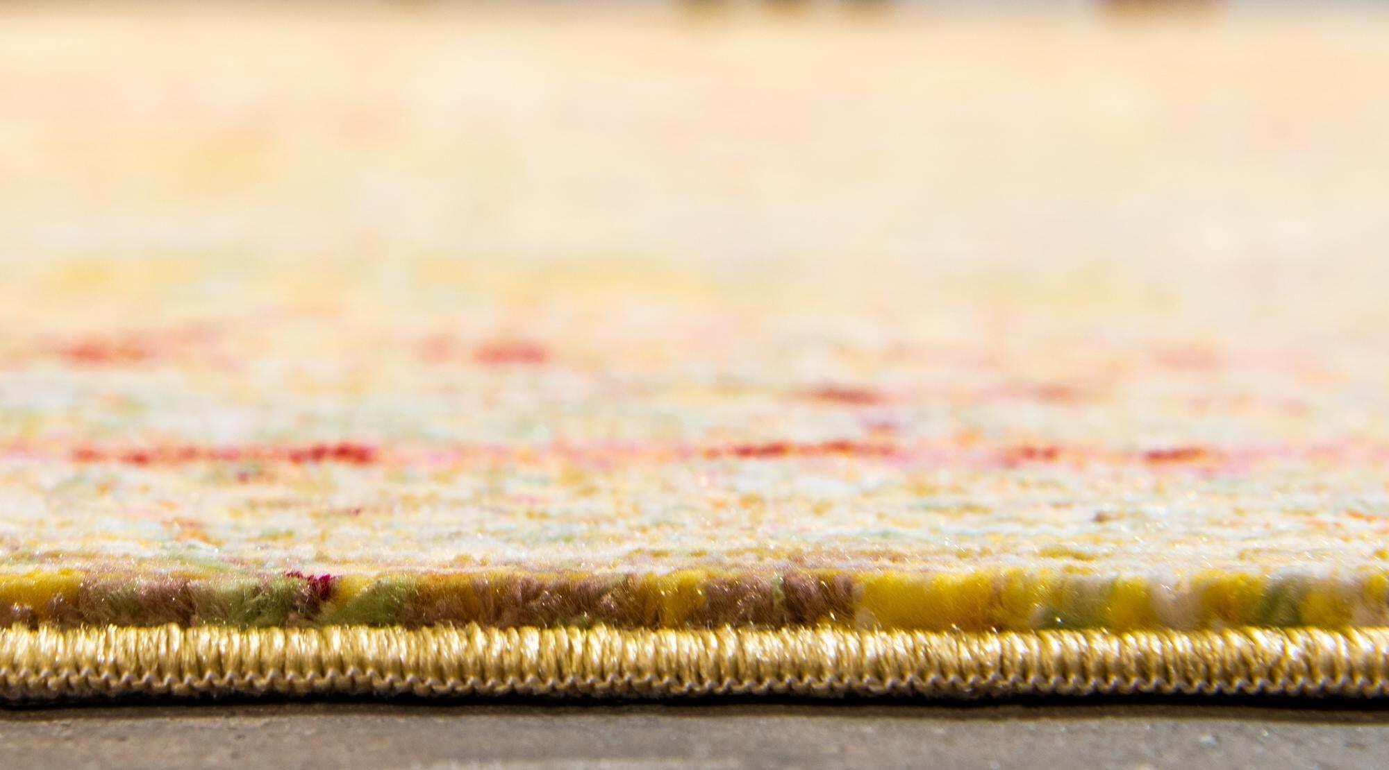 Unique Loom Indoor Rugs - Austin Abstract 6 Ft Round Rug Round Rug Yellow & Ivory