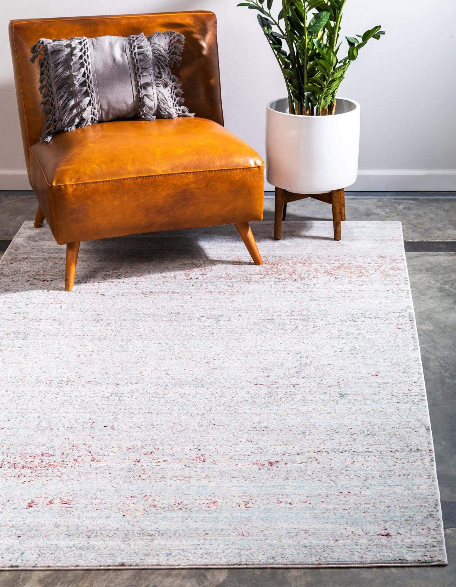 Unique Loom Indoor Rugs - Austin Abstract 7x10 Rectangular Rug Gray & Ivory