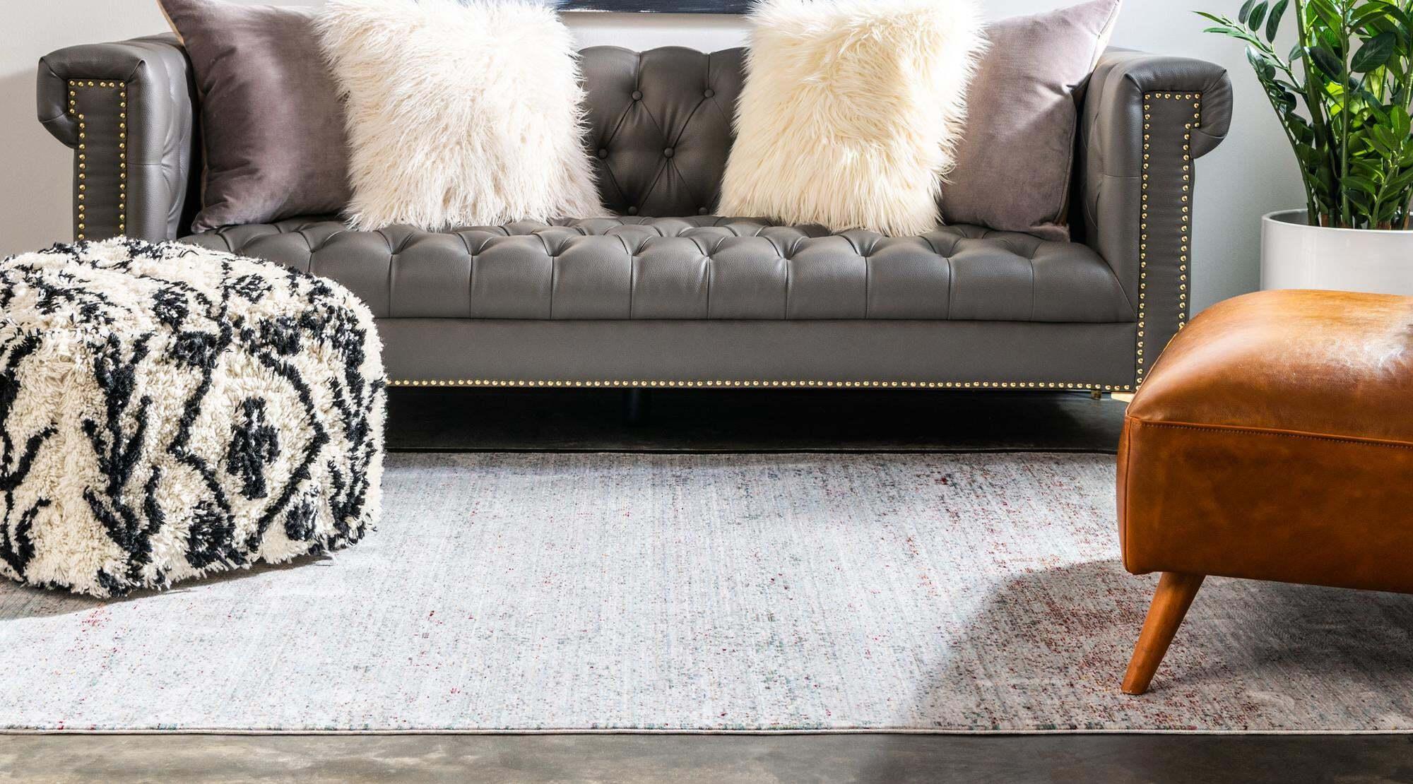 Unique Loom Indoor Rugs - Austin Abstract 7x10 Rectangular Rug Gray & Ivory