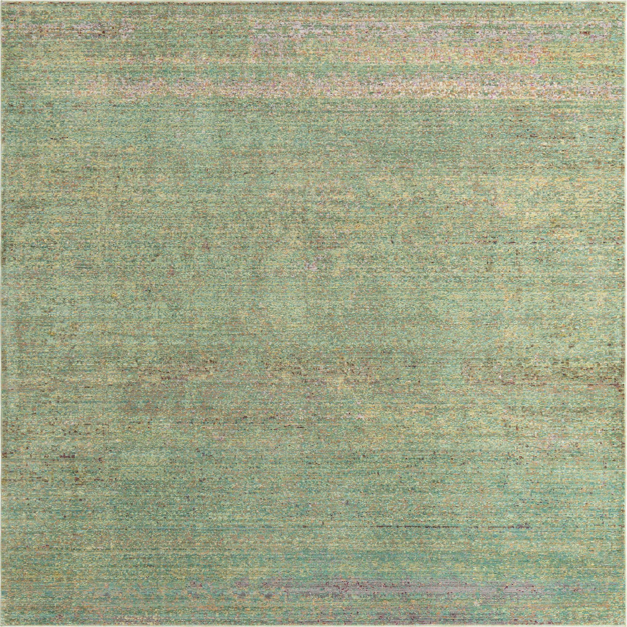 Unique Loom Indoor Rugs - Austin Abstract 8 Ft Square Rug Green & Beige