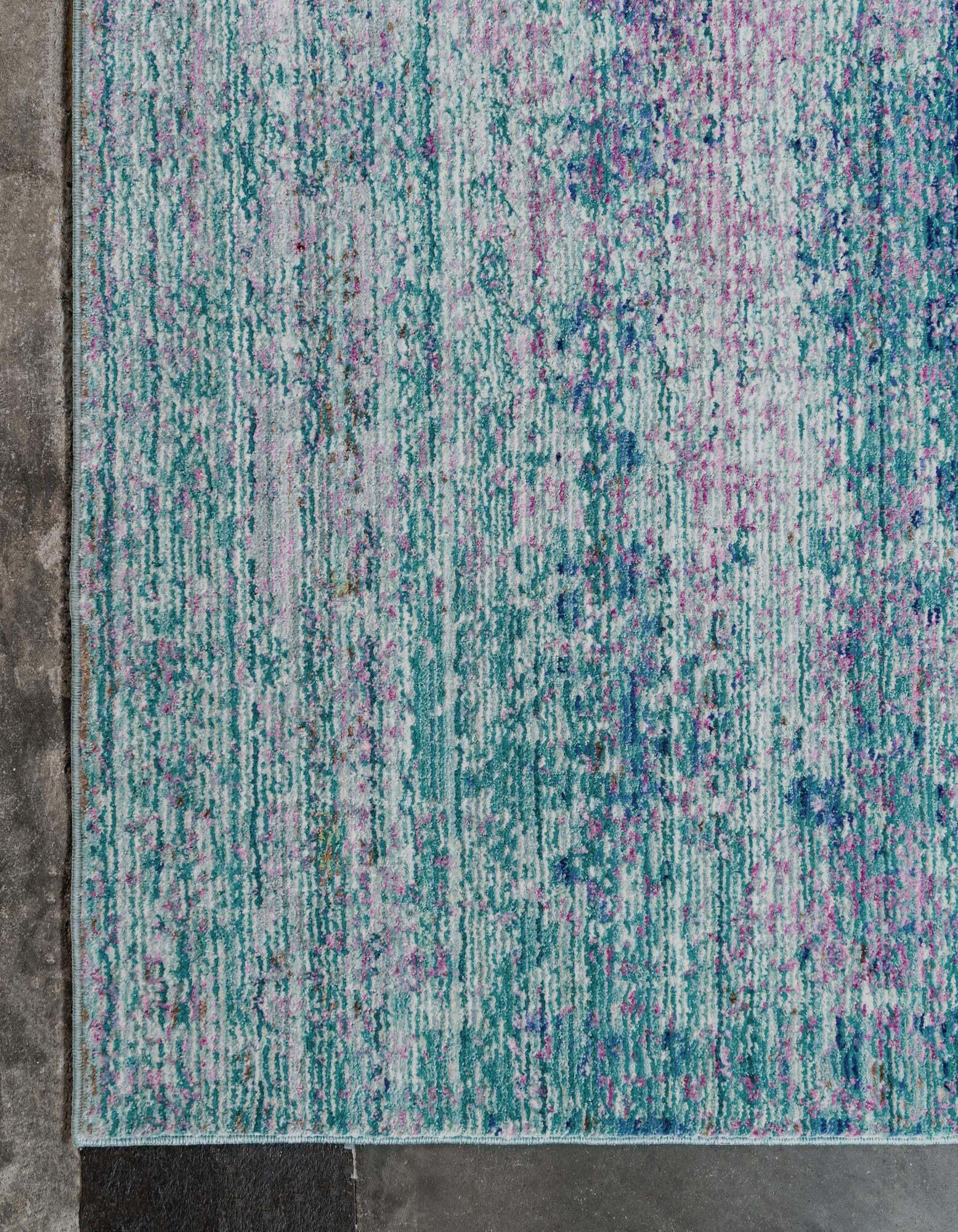 Unique Loom Indoor Rugs - Austin Abstract 8 Ft Square Rug Light Blue & Pink