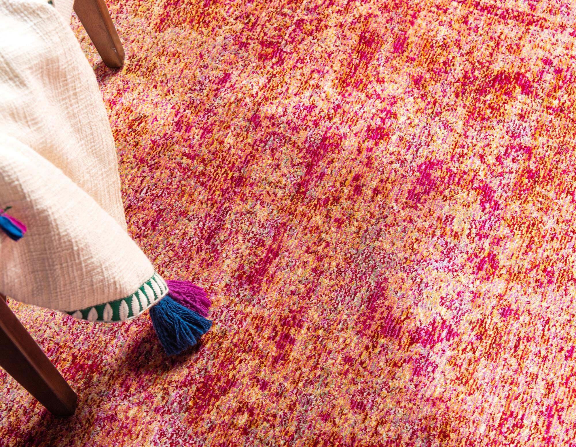 Unique Loom Indoor Rugs - Austin Abstract 8 Ft Square Rug Pink & Beige