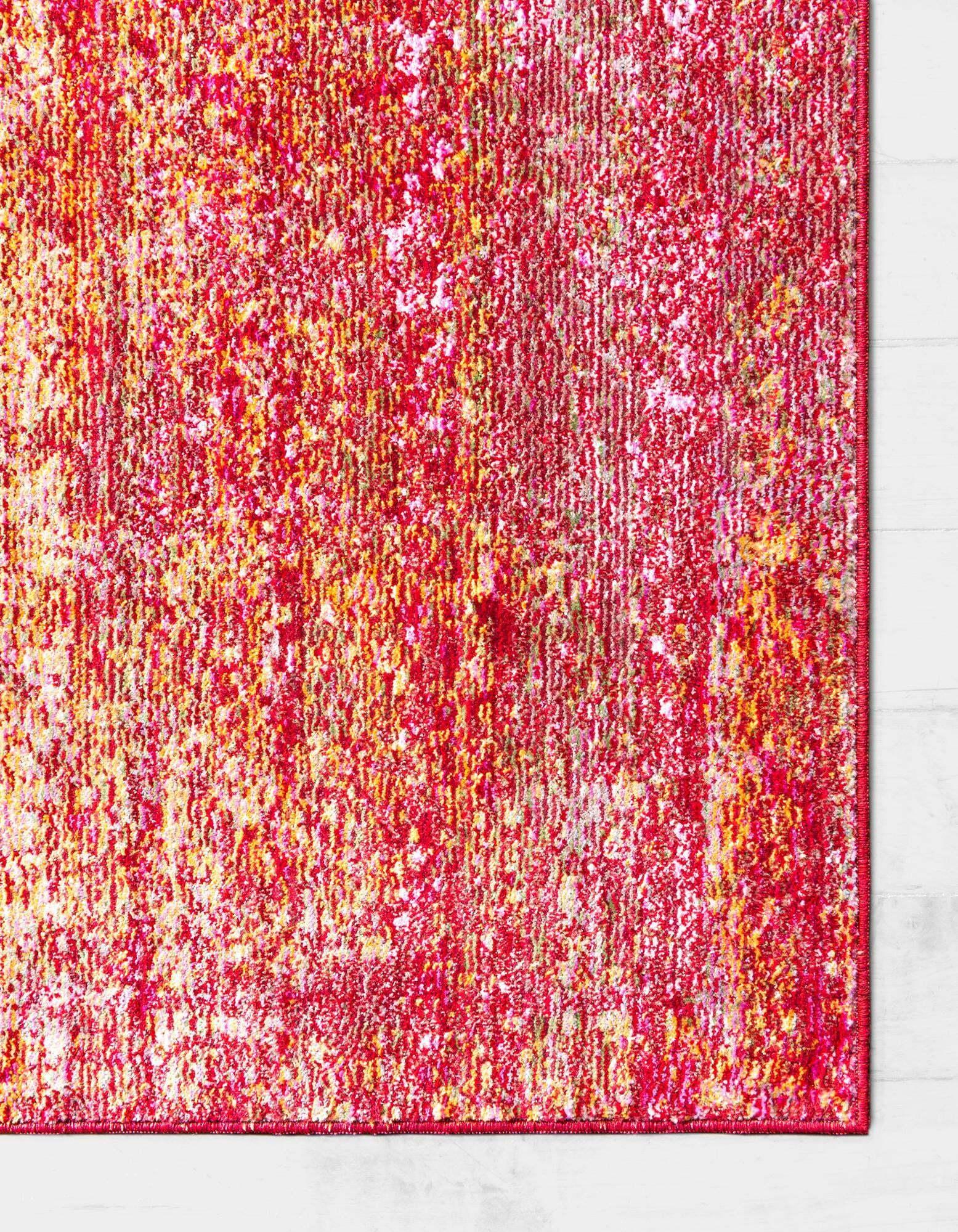 Unique Loom Indoor Rugs - Austin Abstract 8 Ft Square Rug Pink & Beige