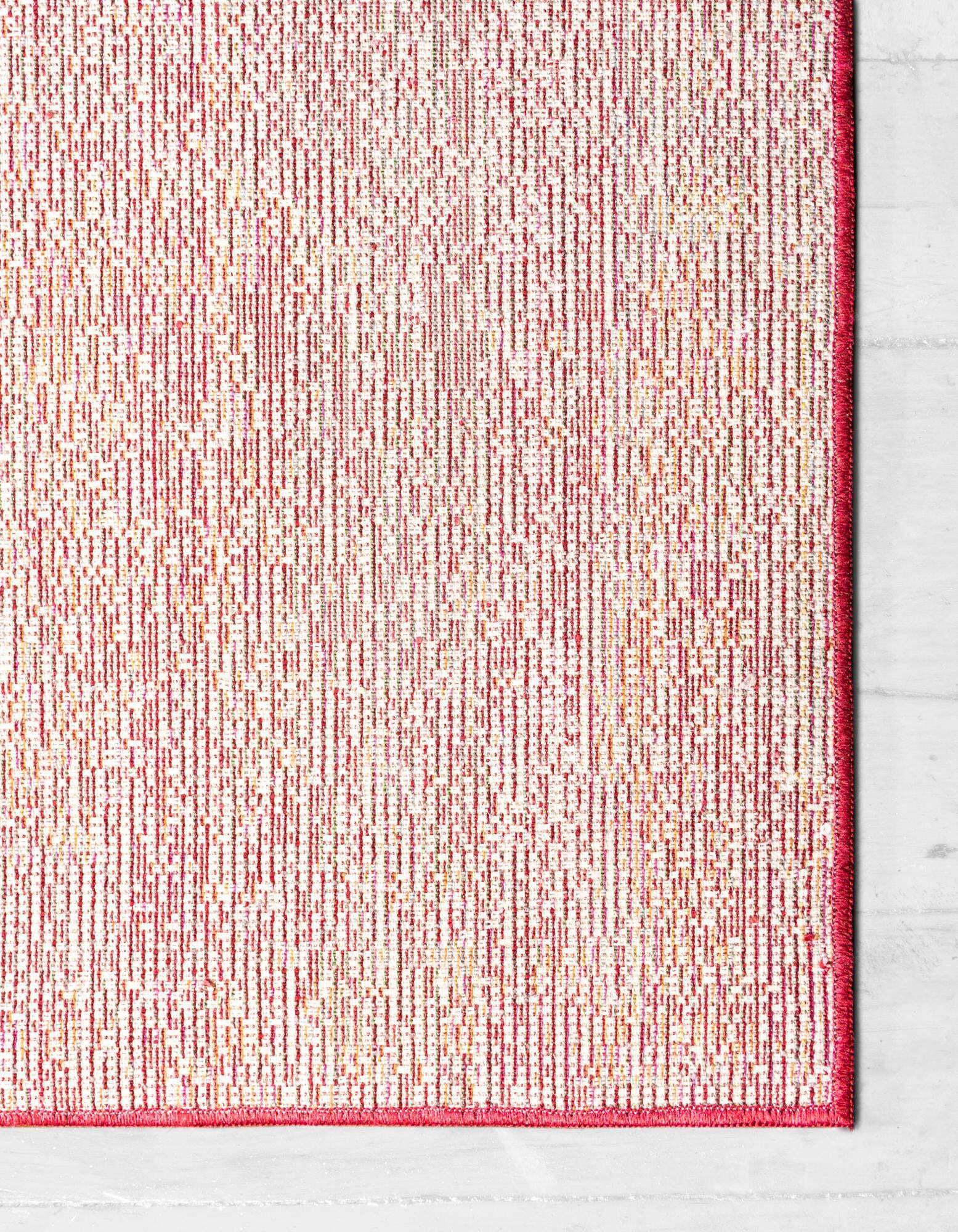 Unique Loom Indoor Rugs - Austin Abstract 8 Ft Square Rug Pink & Beige