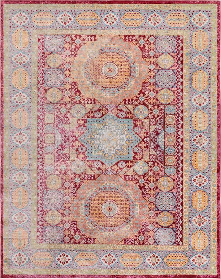 Unique Loom Indoor Rugs - Austin Bohemian 10x13 Rectangular Rug Red