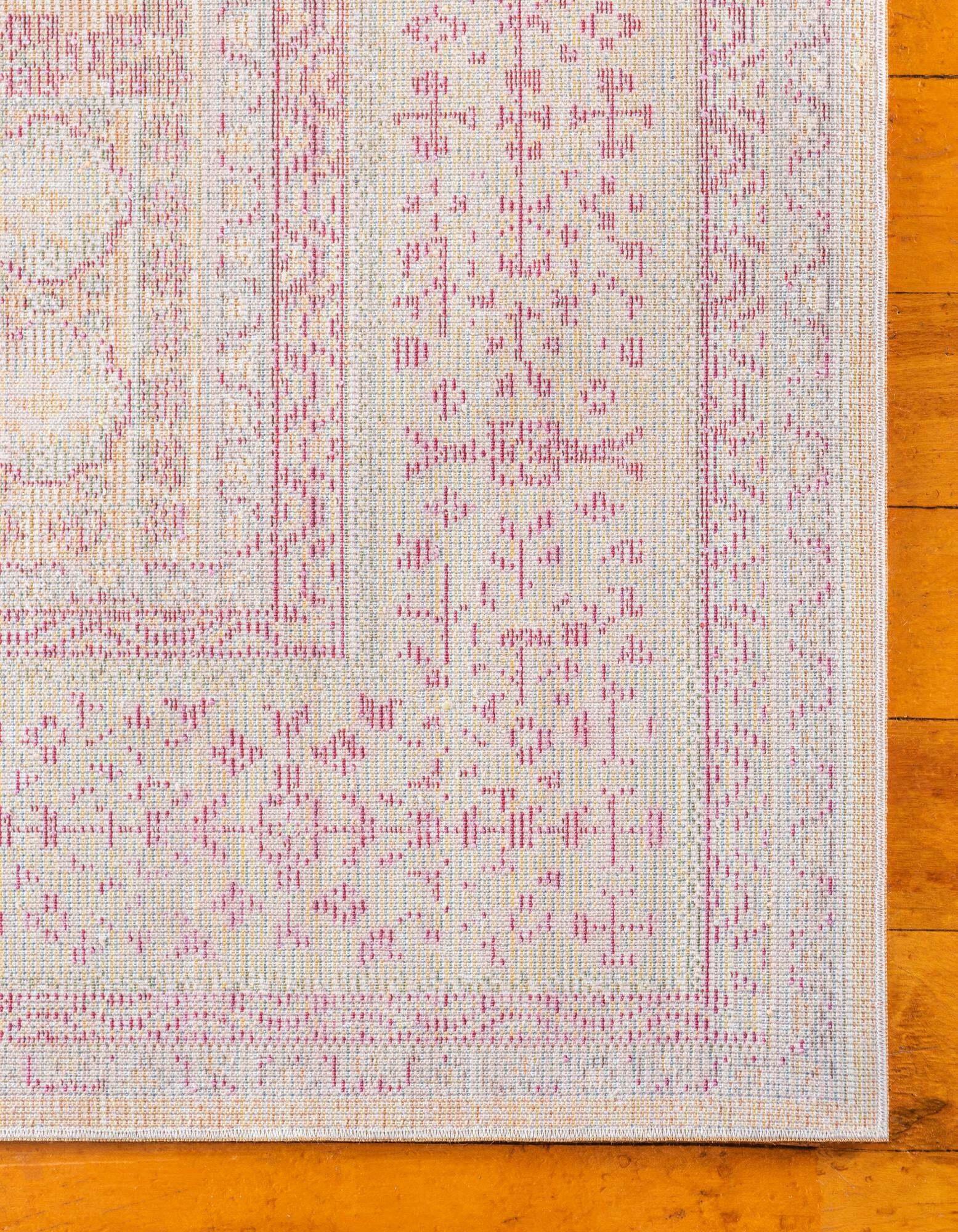 Unique Loom Indoor Rugs - Austin Border 8 Ft Square Rug Gold & Burgundy