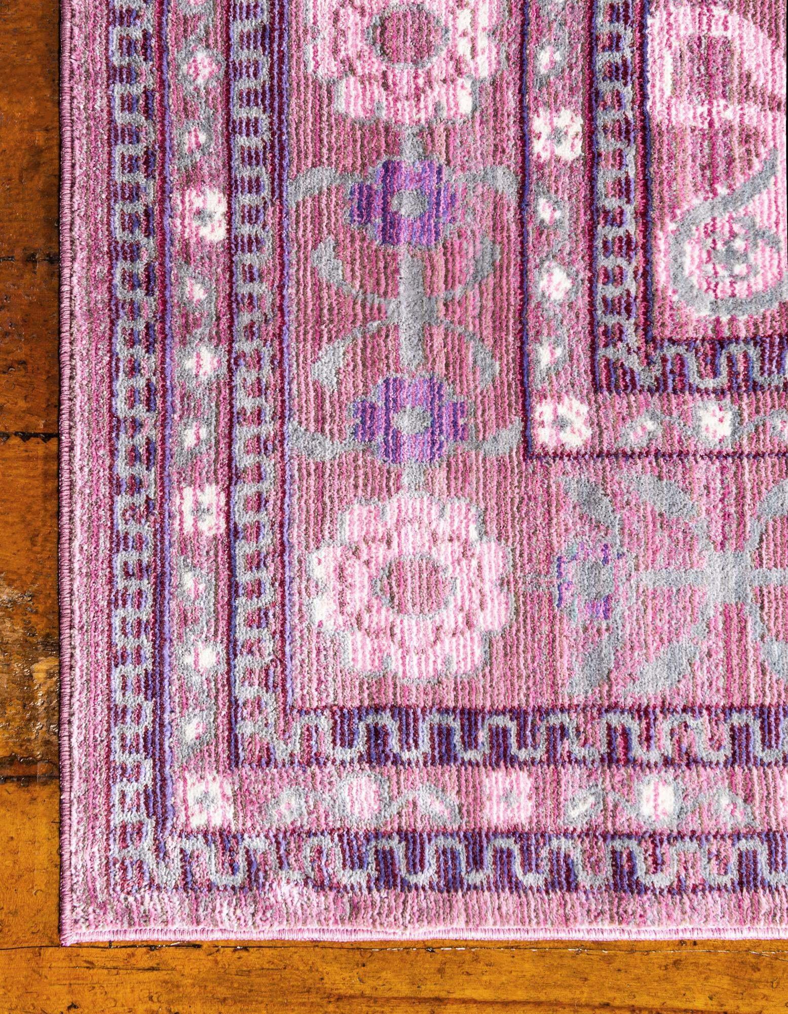Unique Loom Indoor Rugs - Austin Floral 8 Ft Square Rug Pink & Beige