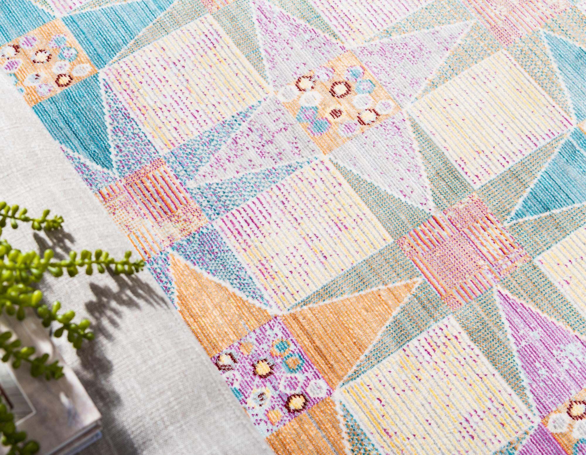 Unique Loom Indoor Rugs - Austin Geometric 6 Ft Round Rug Round Rug Multi & Beige