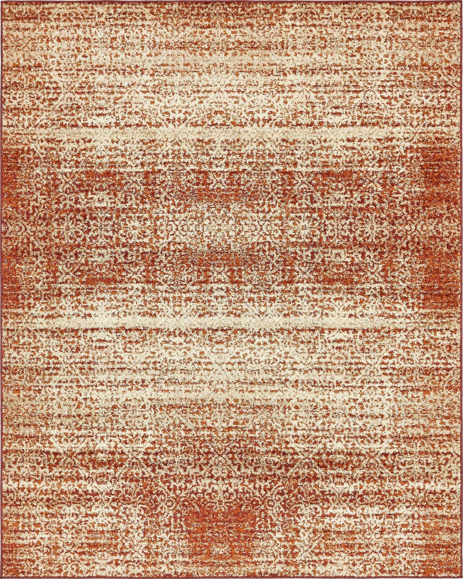 Unique Loom Indoor Rugs - Autumn Abstract Rectangular 8x10 Rug Terracotta & Beige