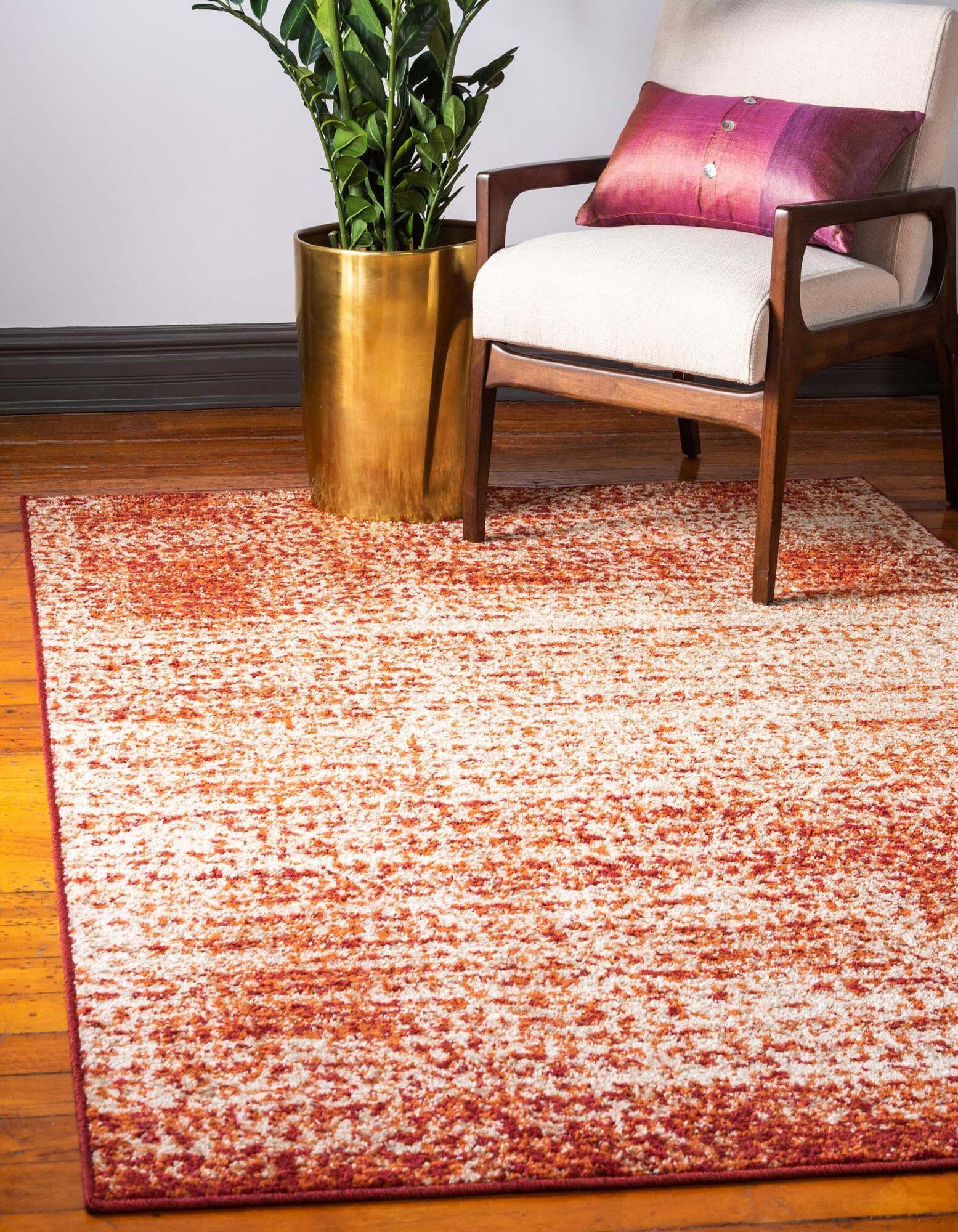Unique Loom Indoor Rugs - Autumn Abstract Rectangular 8x10 Rug Terracotta & Beige