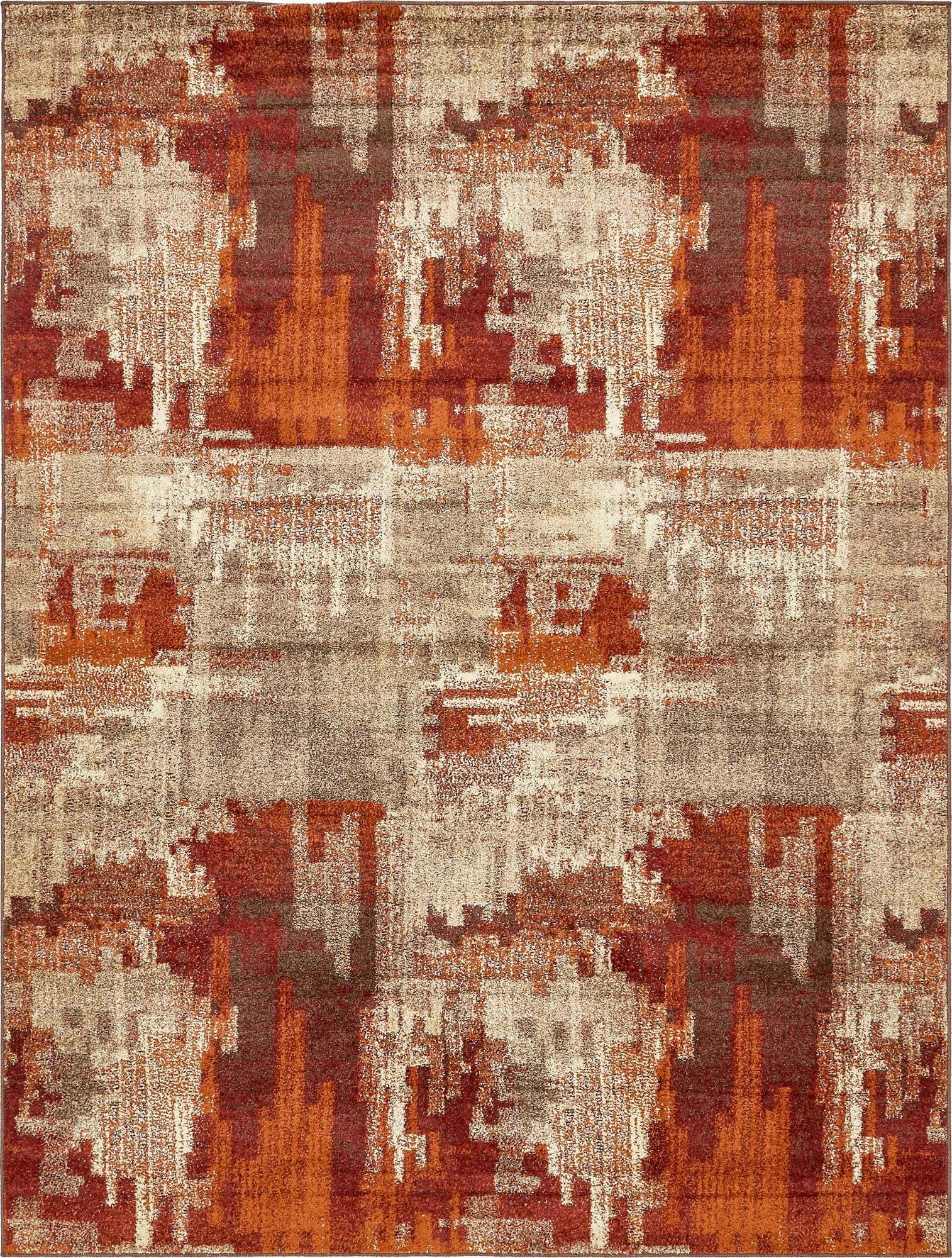 Unique Loom Indoor Rugs - Autumn Abstract Rectangular 9x12 Rug Multi & Beige