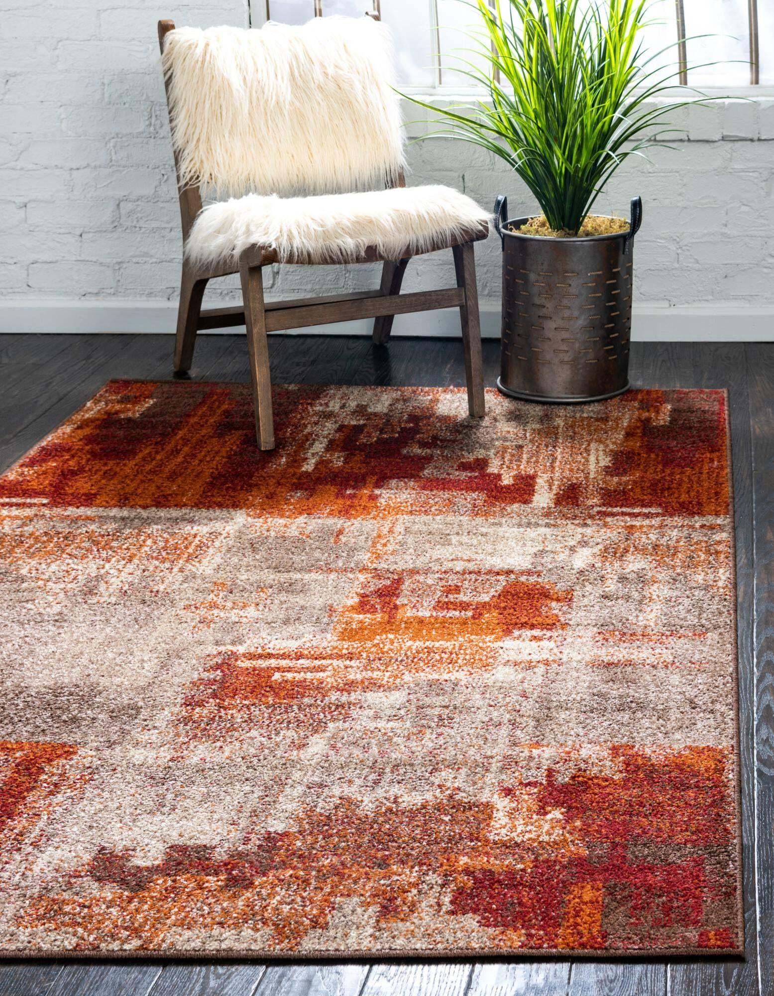 Unique Loom Indoor Rugs - Autumn Abstract Rectangular 9x12 Rug Multi & Beige