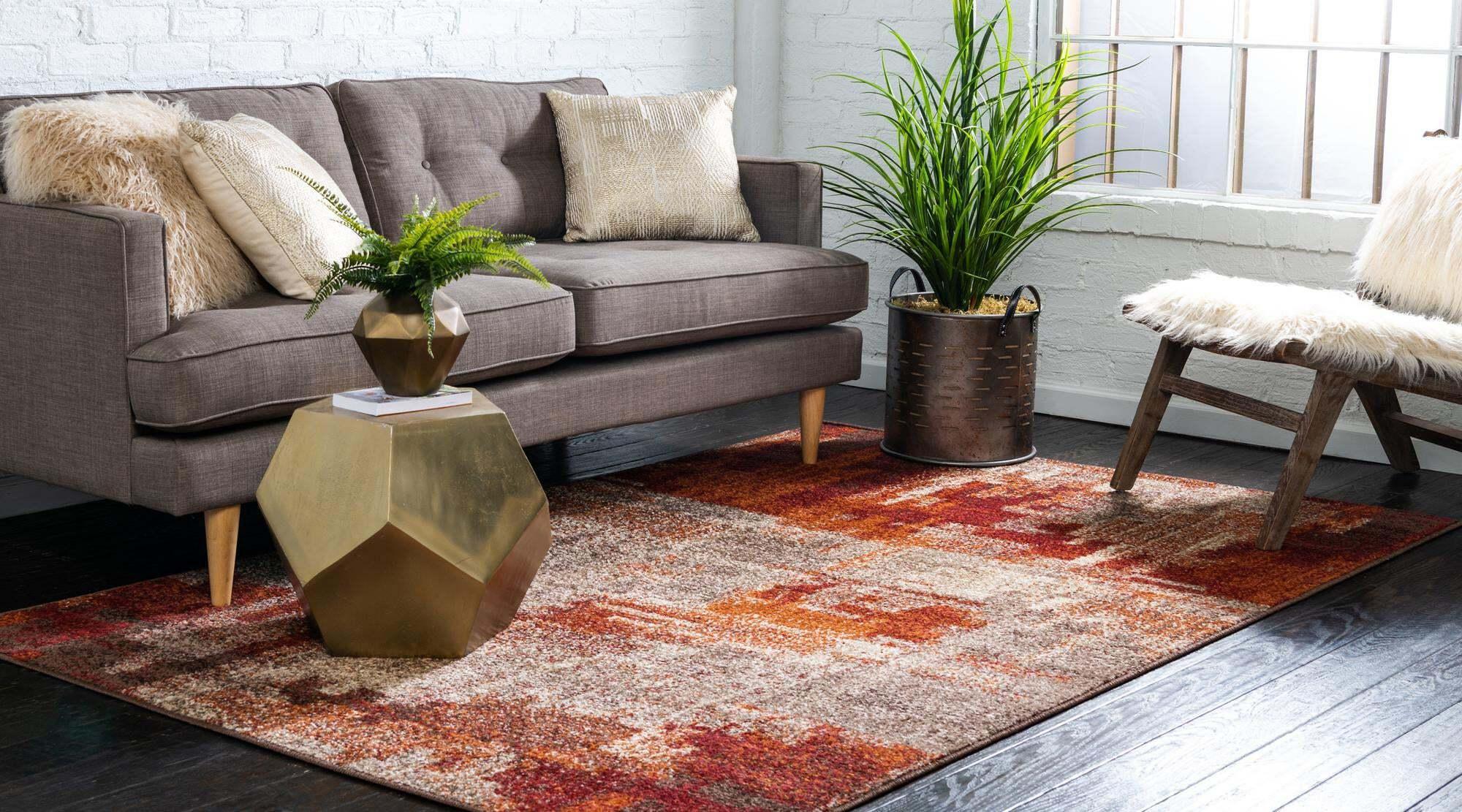 Unique Loom Indoor Rugs - Autumn Abstract Rectangular 9x12 Rug Multi & Beige