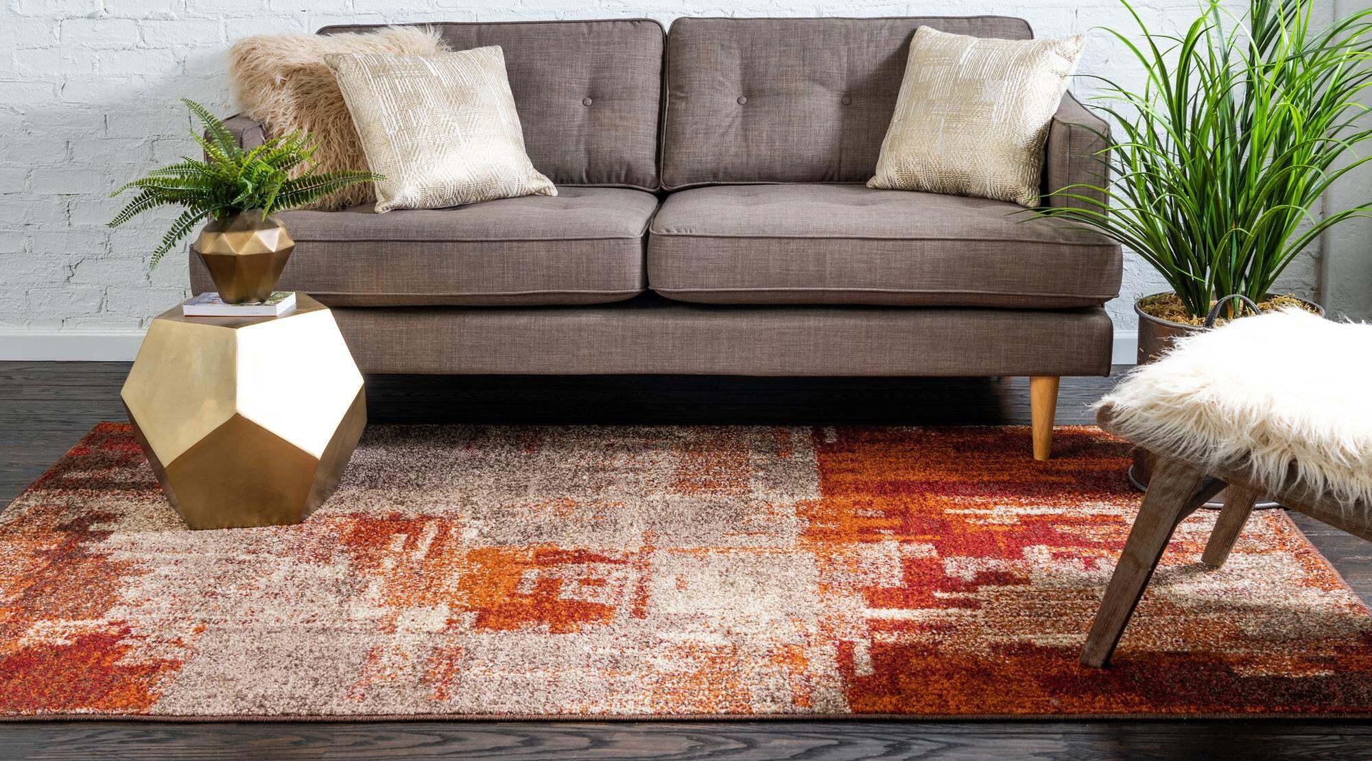 Unique Loom Indoor Rugs - Autumn Abstract Rectangular 9x12 Rug Multi & Beige