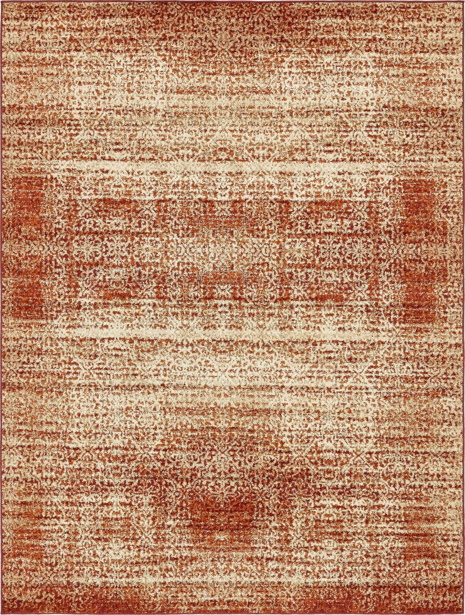 Unique Loom Indoor Rugs - Autumn Abstract Rectangular 9x12 Rug Terracotta & Beige