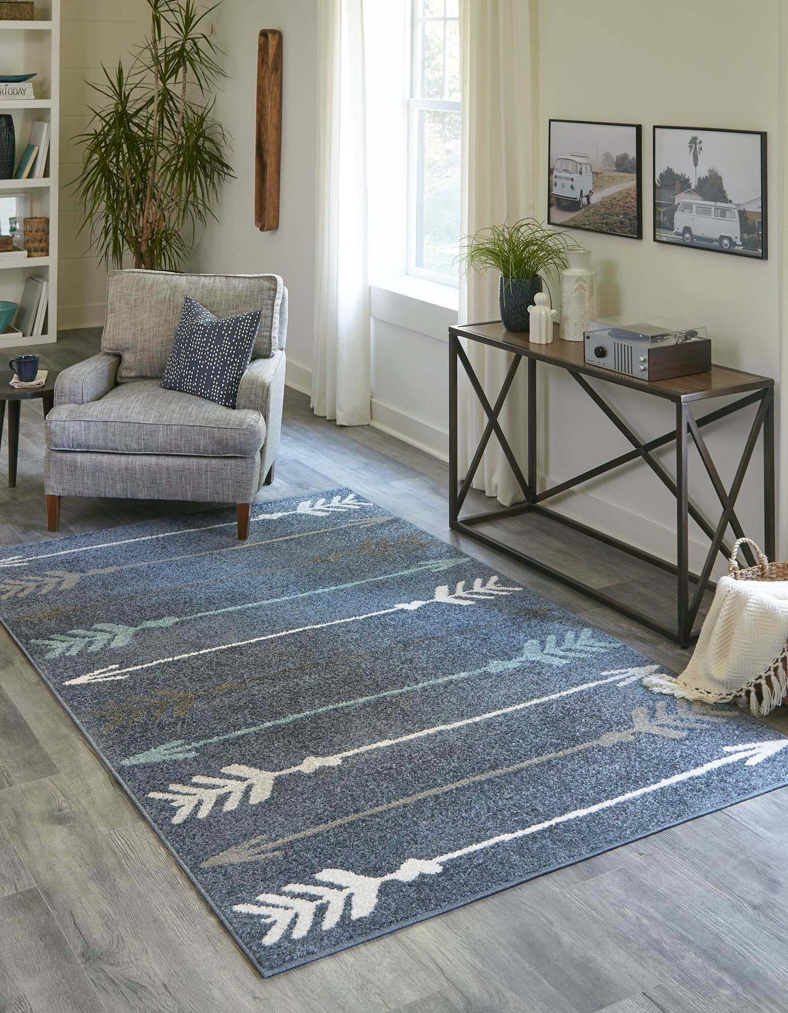 Unique Loom Indoor Rugs - Autumn Geometric 2x3 Rectangular Rug Blue