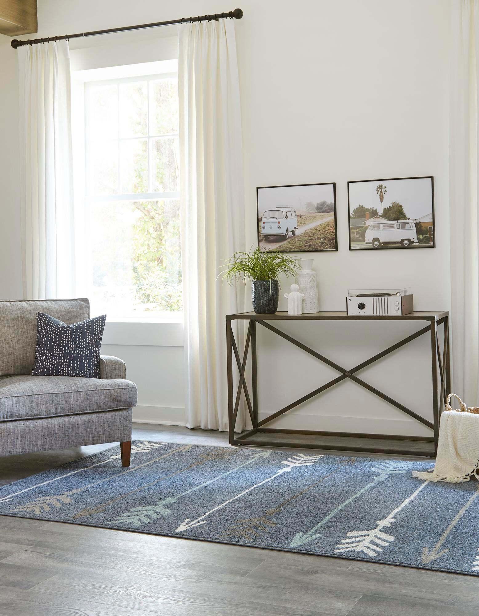 Unique Loom Indoor Rugs - Autumn Geometric 2x3 Rectangular Rug Blue