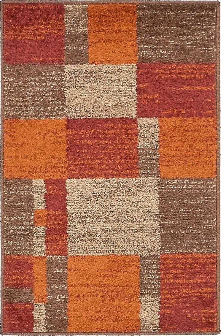 Unique Loom Indoor Rugs - Autumn Geometric 2x3 Rectangular Rug Multi & Dark Brown